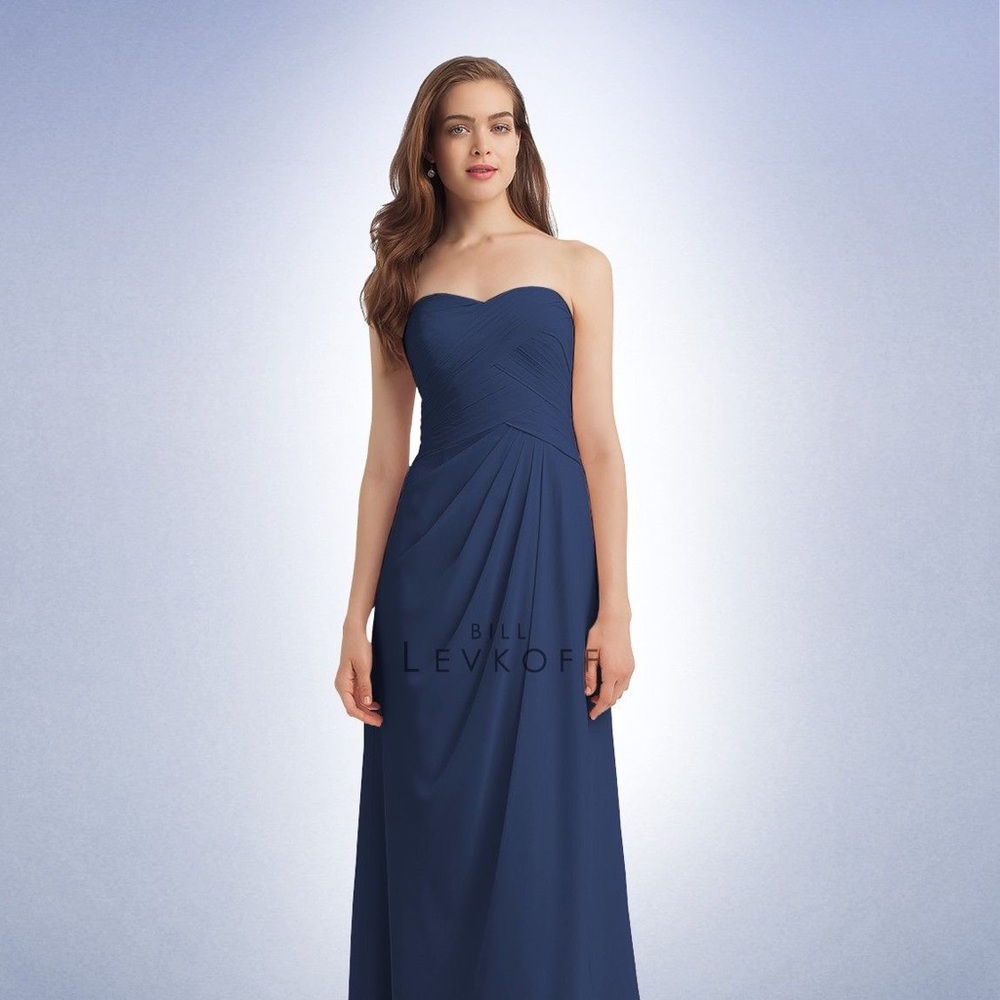 Bill Levkoff strapless gown in navy style 1125